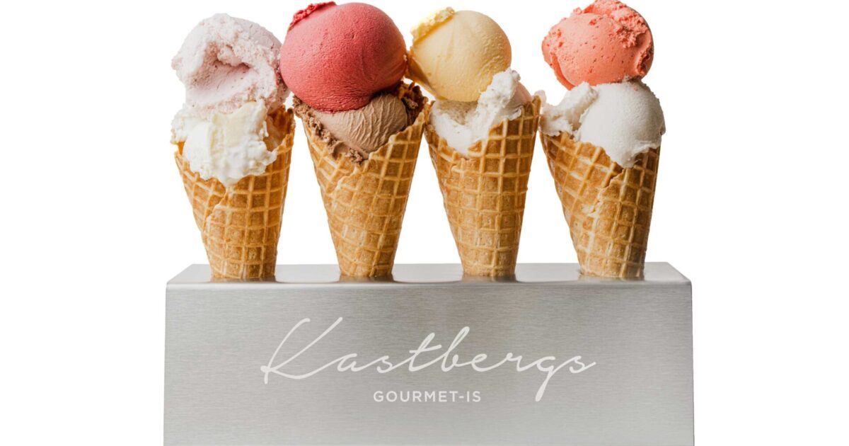 icecream waffle cone with icecream and sorbet