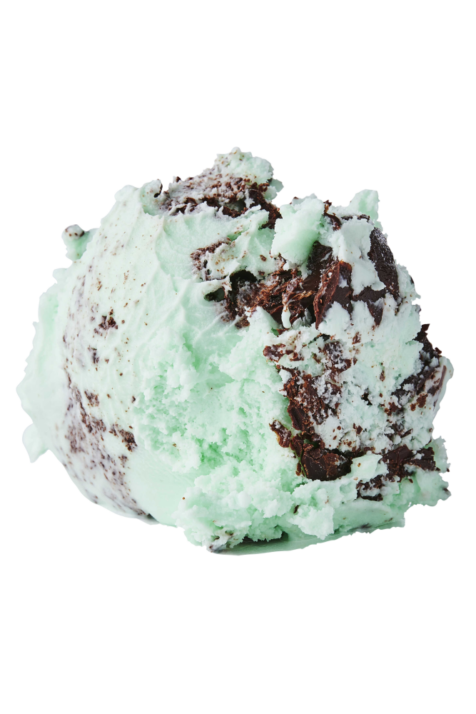 En kugle af Kastbergs Mynte-chokolade is